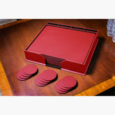 12 Seat Red Leatherette Conference Room Set w/ Round Coasters
